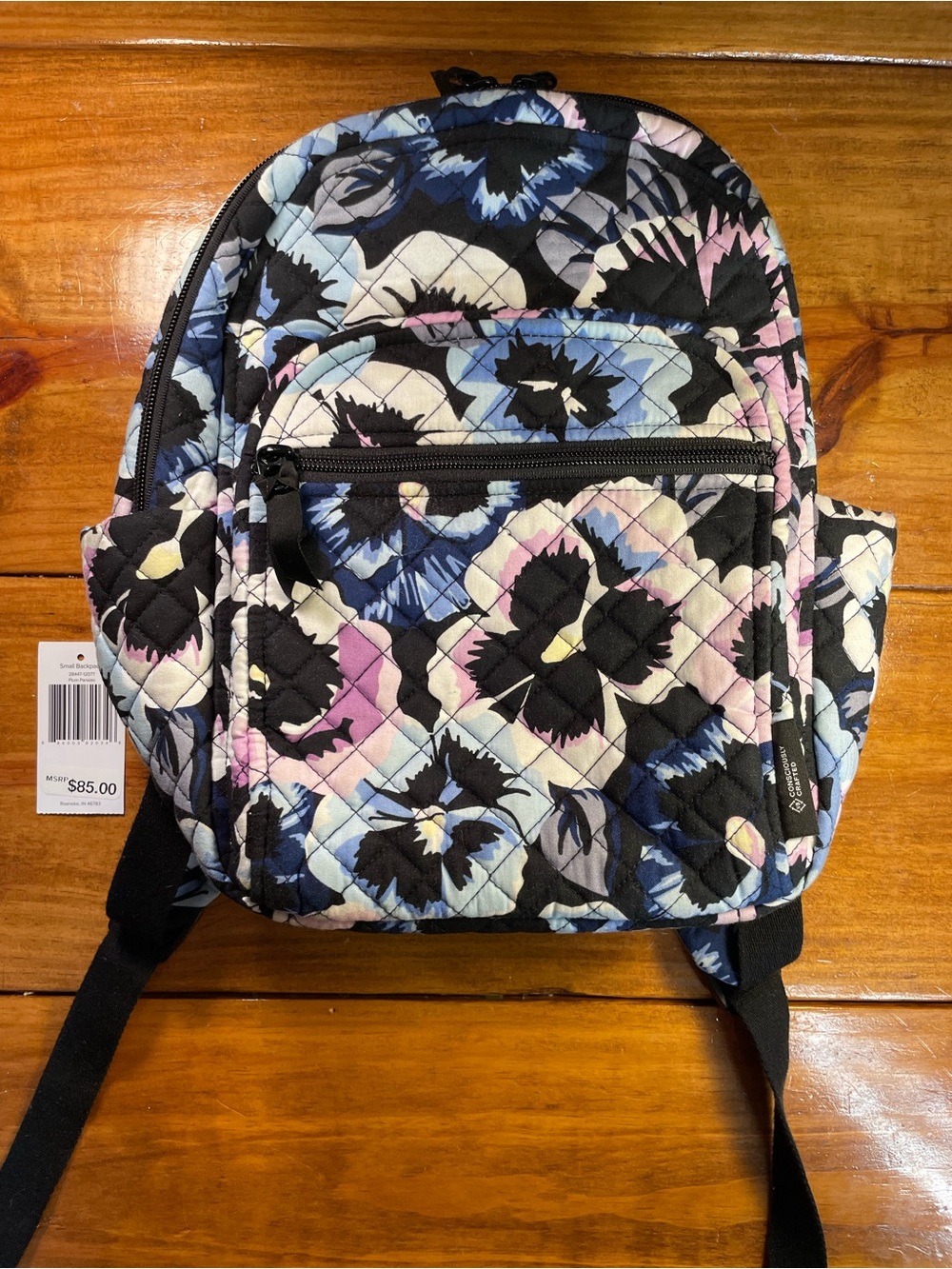Vera Bradley Quilted Plum Pansies Small Backpack
